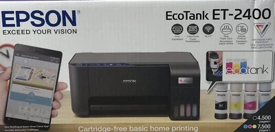 EPSON ECOTANK ET-2400 BLACK WIRELESS ALL-IN-ONE INKJET PRINTER, NEW IN BOX - Image 1 of 2