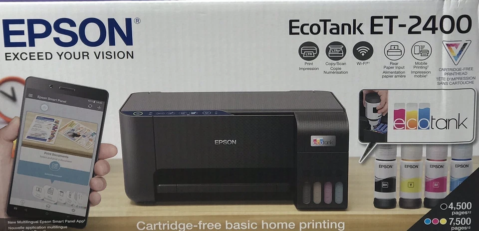 Epson EcoTank ET-2400 (C11CJ67201) Wireless Color All-In-One Printer