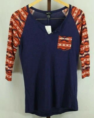 Camiseta Top Rue 21 Juniors Adolescente Azul Marino Multicolor Manga 3/4 Talla Mediana NUEVA Foto 1 de 4