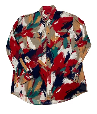 Camisa Roper Western Hombre XL Colorida Salpicaduras Abstracta Manga Larga Vintage Vaquero Foto 1 de 4