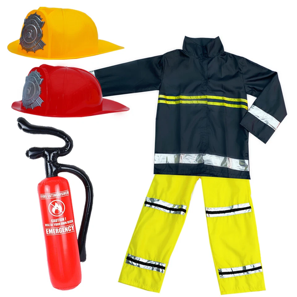 CHILDS FIREFIGHTER COSTUME FIREMAN UNIFORM BOOK DAY UNISEX PARTY FANCY DRESS - Image 1 of 1
