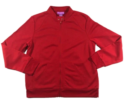 Chaqueta para mujer Suzanne Somers talla M roja cremallera completa cuello alto manga larga nueva sin etiquetas Foto 1 de 4