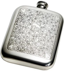 Flachmann 6oz Love Skull Flachmann poliert Schraube perfekt zum Gravieren - Bild 1 von 5