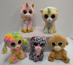 Ty Beanie Boos Rainbow Tasha Tangerine Fantasia Heather 6" Colorful Lot of 5 - Picture 1 of 23