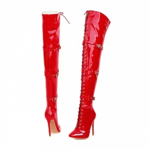 red thigh high boots size 12