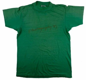 PHOTOGRAPHY '85 Vintage T Shirt GREEN Hanes Fifty-Fifty Medium 1980s USA 1985 - Bild 1 von 9