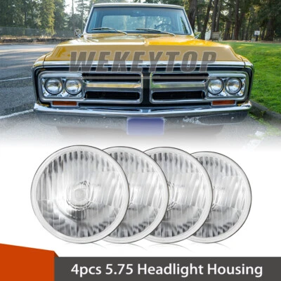 4pcs 5 3/4" 5.75 inch LED Headlight Housing for GMC C15/C1500 61-72 Pickup C2500 - Image 1 of 4