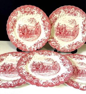 Johnson Brothers Coaching Scenes Red Plate 4 Set 17.5cm - Picture 1 of 5