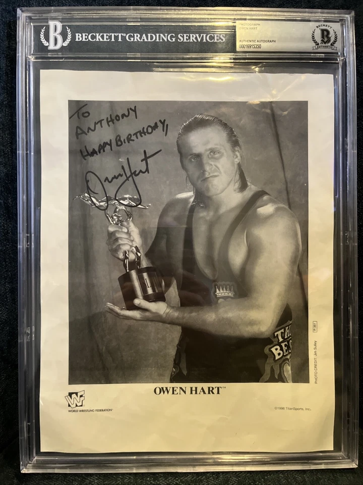 Owen Hart ~  Signed Autographed WWF 8x10 Promo Photo ~ Beckett BAS Slabbed WWE - Image 1 of 4