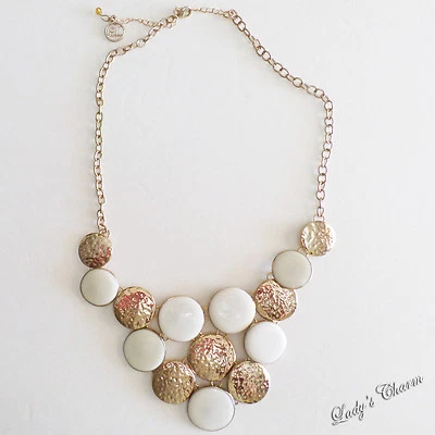 COLLAR ERICA LYONS BOTÓN BLANCO TONO DORADO 20" + 3" Foto 1 de 4