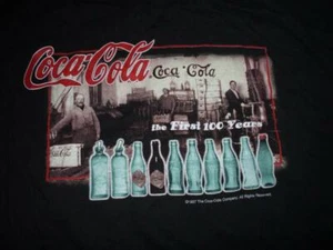 Camicia Vintage Coca-Cola Coca-Cola "I primi 100 anni" 1997 - L Nera - Foto 1 di 2