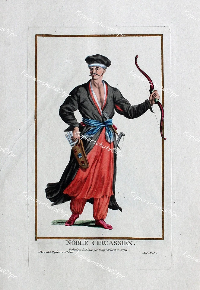 Tscherkesse Circassian Tschetschenen Kaukasus Türkei Bogen-Schütze Pfeil Säbel - Bild 1 von 1