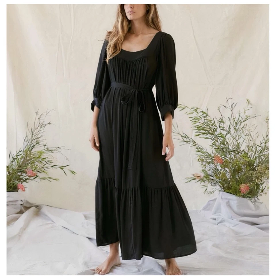 Vestido Christy Dawn Bianca Negro Talla XS Deadstock Tela Cinturón Foto 1 de 4