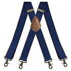 Vintage Suspenders  Men Heavy Duty 4 Snap Hooks For Belt Adjustable X Back New*