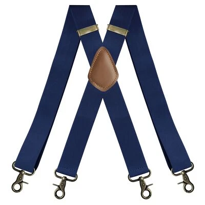 Vintage Suspenders  Men Heavy Duty 4 Snap Hooks For Belt Adjustable X Back New~ - Image 1 of 4