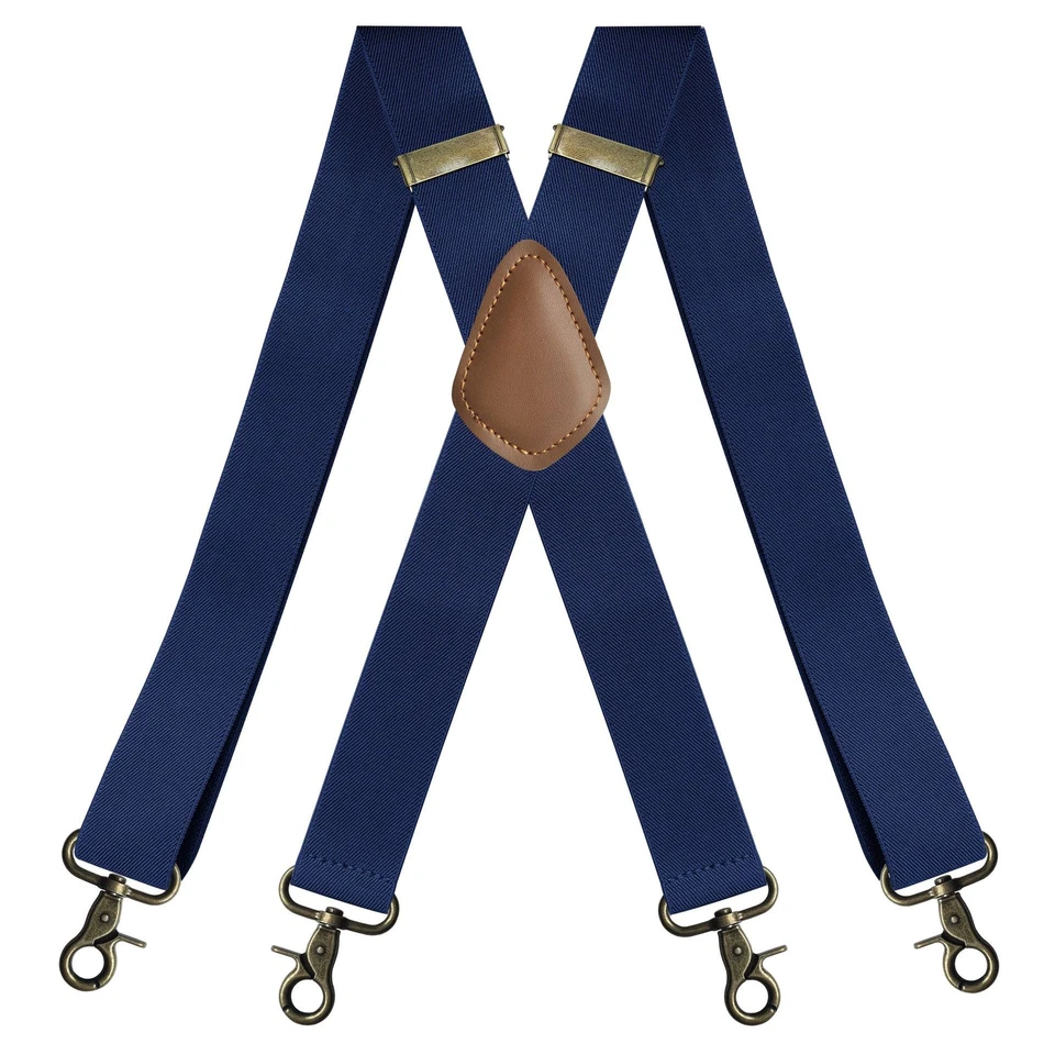 Vintage Suspenders  Men Heavy Duty 4 Snap Hooks For Belt Adjustable X Back New* - Image 1 of 4