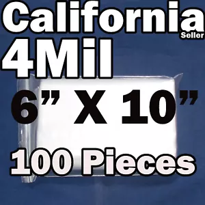 4Mil 100 Reclosable 6" x 10" Zip Bags Clear Poly Plastic Lock able 6x10 4 Mil - Picture 1 of 3