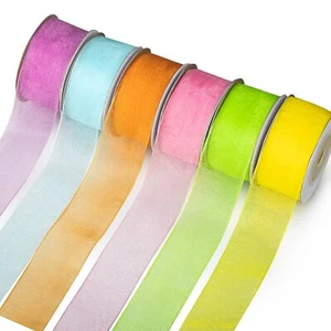 6 Spools Ribbon Sheer Chiffon Ribbon Gift Wrapping Ribbon Summer Ribbon Organ... - Picture 1 of 8