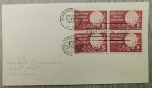 First Day Of Issue WA DC 1959 World Peace Through Trade VTG Stamp Envelope Cover - Picture 1 of 4