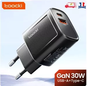 Charge Rapide Type C + USB 30W GaN PD 3.0+QC 3.0 Toocki pour iPhone Xiaomi - Imagen 1 de 8