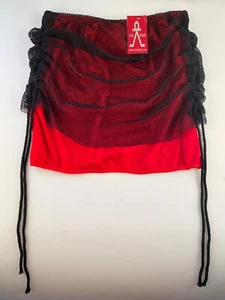 Clic Klak $40 CAD Red SM Black Fishnet Layered Slip Skirt Adjustable Lightweight - Picture 1 of 3