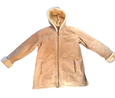 Abrigo lavable St Johns Bay para mujer GRANDE 100 % cuero gamuza forro de piel sintética tostado Foto 1 de 4