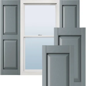 14 3/4"W X 43"H Lifetime Vinyl, Standard Two Equal Panels, Raised Panel Shutters - Picture 1 of 12