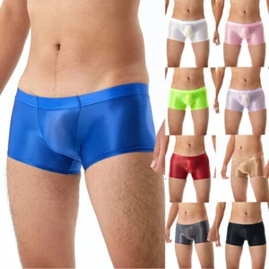 Mens Glossy Boxer Briefs Low Rise Shorts Trunks Underwear Swimwear Underpants ⇘ - Picture 1 of 28