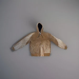 Carhartt J130 DKB Brown Hooded Duck Jacket Quilted Lining Vintage Distressed S - Bild 1 von 24