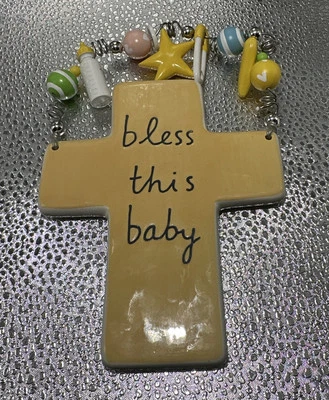 2005 Sandra Magsamen стены табличка крест «Благослови этого ребенка» желтый детской - Изображение 1 из 4