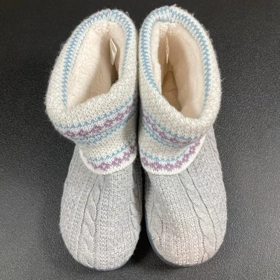 Muk Luks Women Slipper L 9-10 Knit Fair Isle Bootie Faux Fur Lined Non Slip Sole - Image 1 of 4