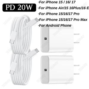 20W Fast Charger Type C USB-C Block PD Cable For iPhone Air 17 16 15 Pro Samsung - Picture 1 of 17