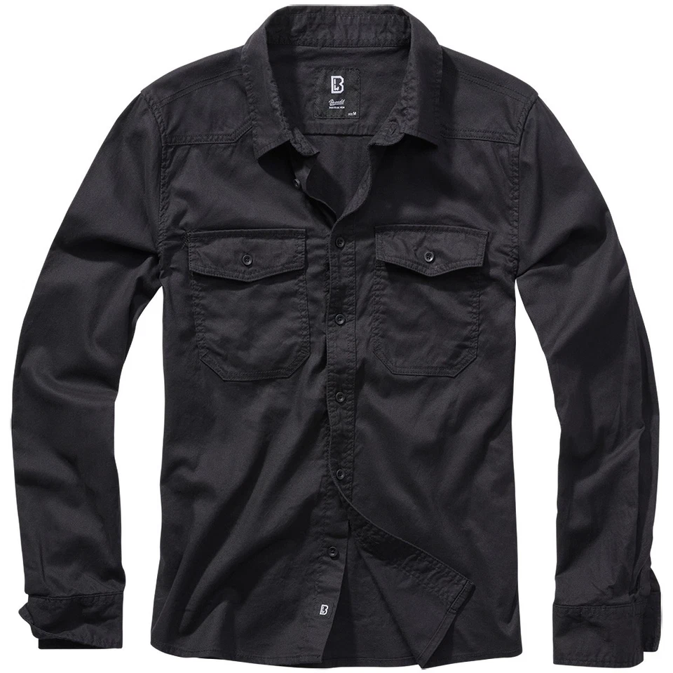 Brandit Camicia di Flanella Nero Flanellshirt Casual a Maniche Lunghe S-7XL - Immagine 1 di 1