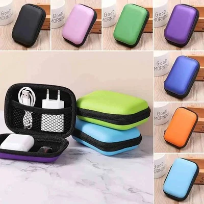 Portable Hard Case Pouch Storage Bag For Earphone Headphone Earbuds Cable - image 1 of 4