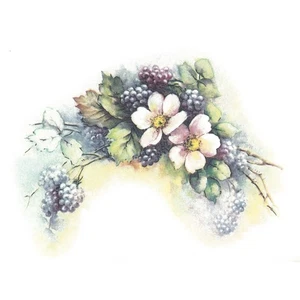 Blackberries and Flowers Overglaze Ceramic Decals - Picture 1 of 1