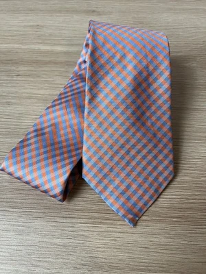 Corbata de seda de diseñador a cuadros naranja y azul Nautica Foto 1 de 4