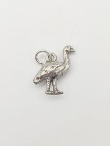 Colgante vintage de plata de ley 925 con dije de emú de avestruz - Imagen 1 de 3