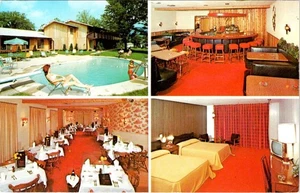 Postal de Stamford, Nueva York ALFOMBRA ROJA MOTOR INN Motel/Bar/Piscina/Habitación ROADSIDE - Imagen 1 de 2