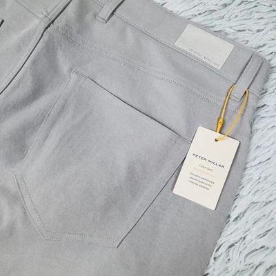 NUEVO Pantalones de rendimiento Peter Millar Crown Sport 5 bolsillos eb66 gris vendaval 38x30 Foto 1 de 4