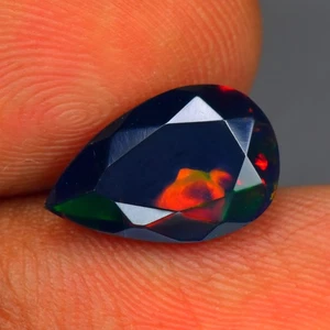 2.46Ct Pear_Stunning Rainbow 3D Flash Natural Solid Welo Black Opal - Picture 1 of 1