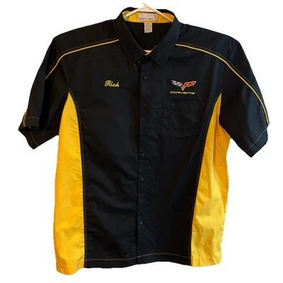 Camisa Corvette para hombre abotonada/talla 2XLT/logo bordado Foto 1 de 4