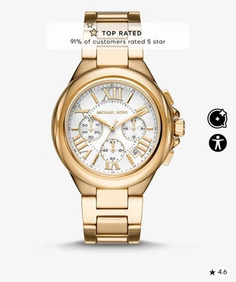 Relógio Michael Kors Camille ouro rosa data funcionando nova bateria  - Imagem 1 de 4