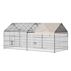 PawHut Chicken Run Coop with Cover, Outdoor Poultry Shade Cage, Beige - Picture 1 of 9