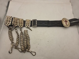 M.C Lilley Co Manufacturer Masonic Knights Leather Belt With Chains and Buckle G - Picture 1 of 9