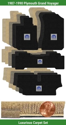 Conjunto de tapete de luxo personalizado para '87-90 Plymouth Grand Voyager com logotipo (4 peças) #112X - Imagem 1 de 4