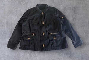 Vtg Ralph Lauren LRL Black Denim Jean Jacket Gold Toggle Moto Metal Military Y2K - Picture 1 of 14