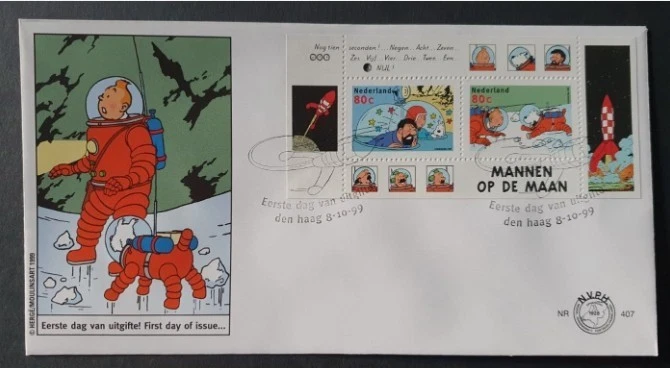 1999 NETHERLANDS NEDERLAND KUIFJE TIN-TIN COMICS CARTOON NR 407 FDC - Image 1 of 1