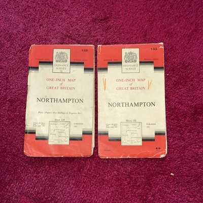Vintage OS One Inch Map Sheet 133- Northampton Kettering Corby- c1961 — 第 1/4 张图片
