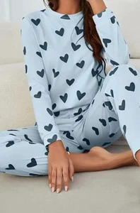 schlafanzug damen lang Xl Hausanzug Pyjama Set Mit Elastischem Bund Nachtwache - Bild 1 von 5