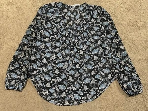 Veronica Beard Lowell Floral Print Long-Sleeve 100% Silk Blouse Women’s Size 12 - Picture 1 of 14